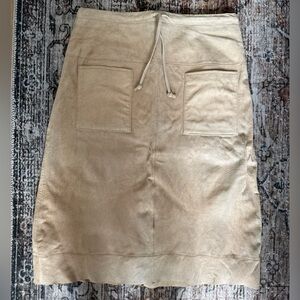 Massini Leather Pencil Skirt in Beige